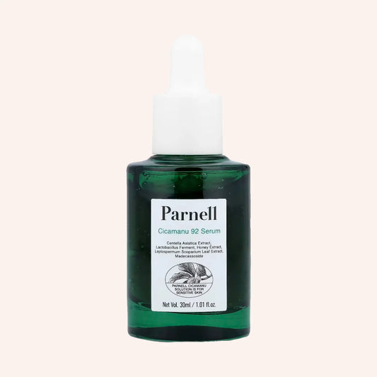 Parnell Cicamanu 92 Serum 30ml – Glasflasche mit grünlichem Inhalt und weißer Pipette