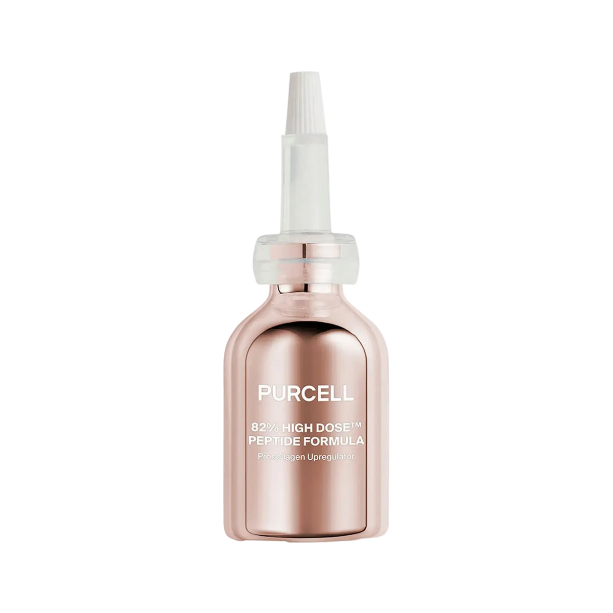 Purcell 82% High Dose Peptide Formula 30ml – Pipettenflasche mit goldener Kappe vor Schwarz