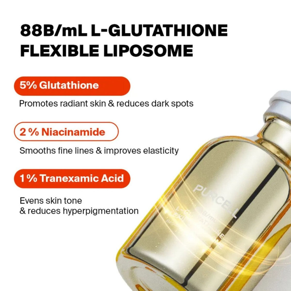 Purcell 88B/mL L Glutathione Flexible Liposome Brightening Facial Serum 30ml