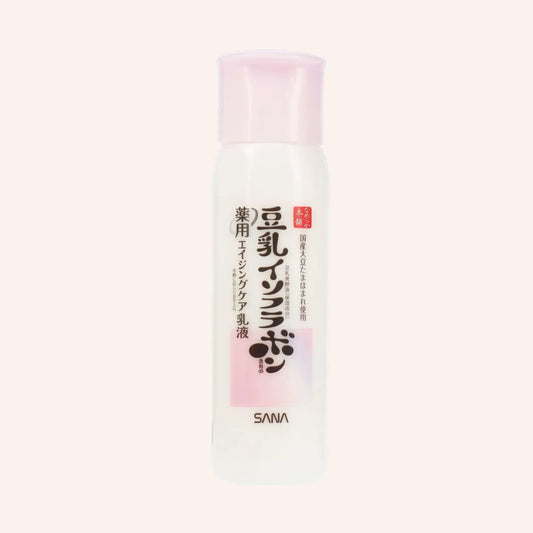 Sana Nameraka Honpo Wrinkle Brightening Emulsion 150ml – weiße Flasche mit rosa Akzenten