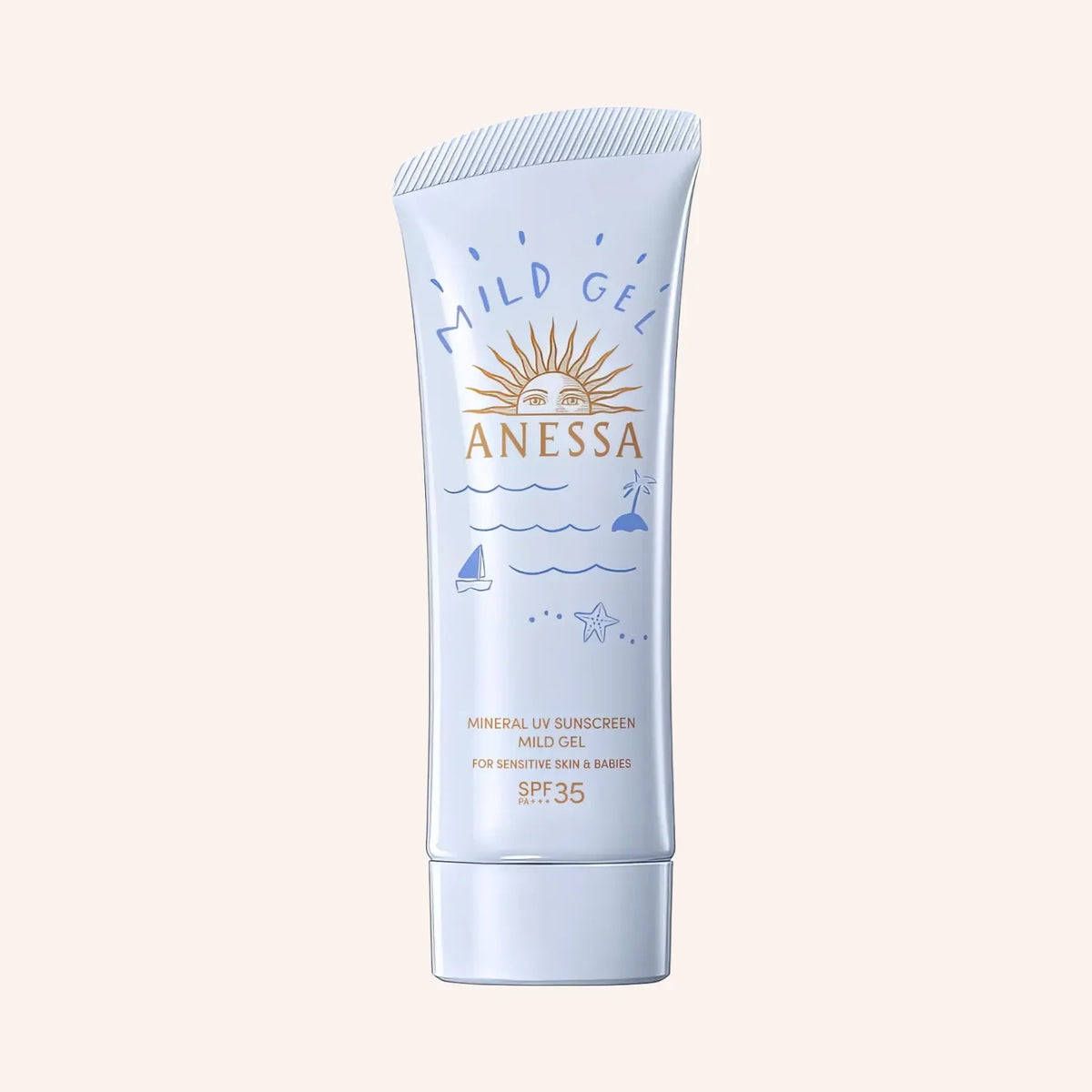 Shiseido Anessa Mineral UV Sunscreen mild gel SPF35 PA+++ 90g – weiße Tube mit blauem Deckel
