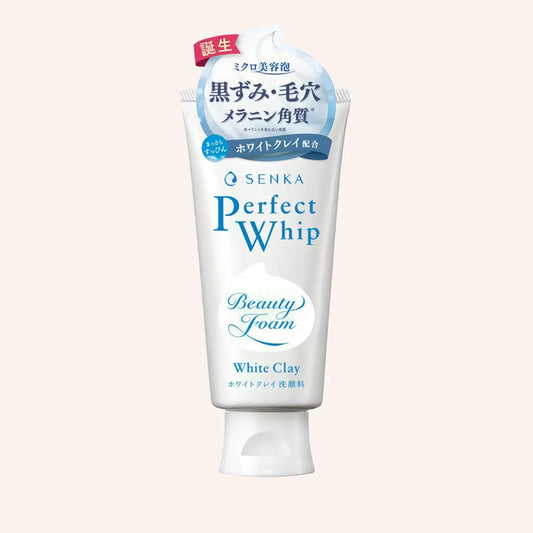 Shiseido Senka Perfect Whip White Clay Face Wash 120g – weiße Tube mit blauen Akzenten