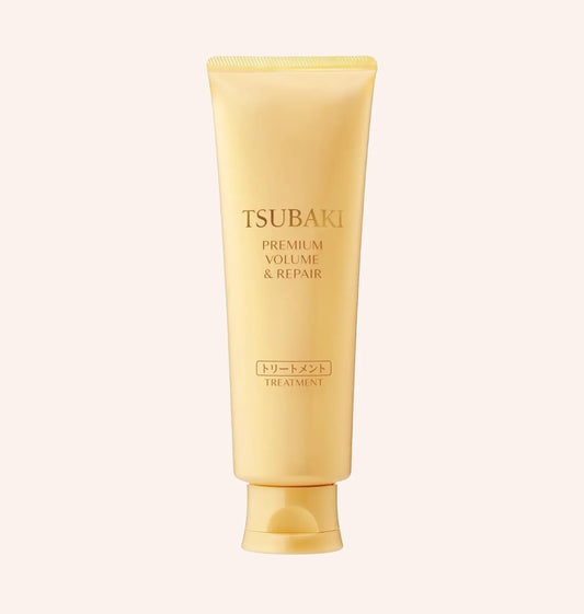 Shiseido Tsubaki Premium Volume & Repair Treatment 160g – gelbe Tube mit weißem Etikett