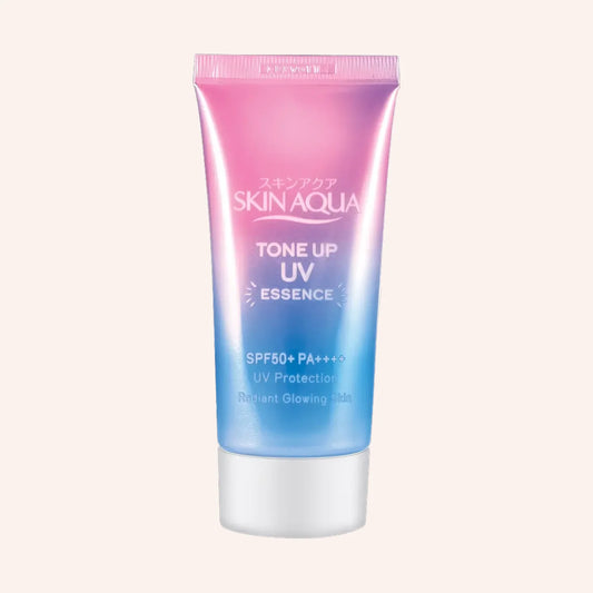 Skin Aqua ToneUp UV Essence SPF50+/PA++++ 80g – weiße Tube mit rosa und blauen Akzenten