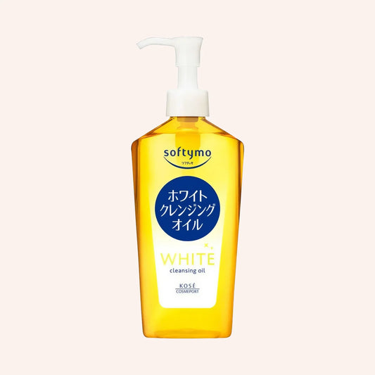 Softymo White Cleansing Oil 240ml – transparente Pumpflasche mit sichtbarem Öl