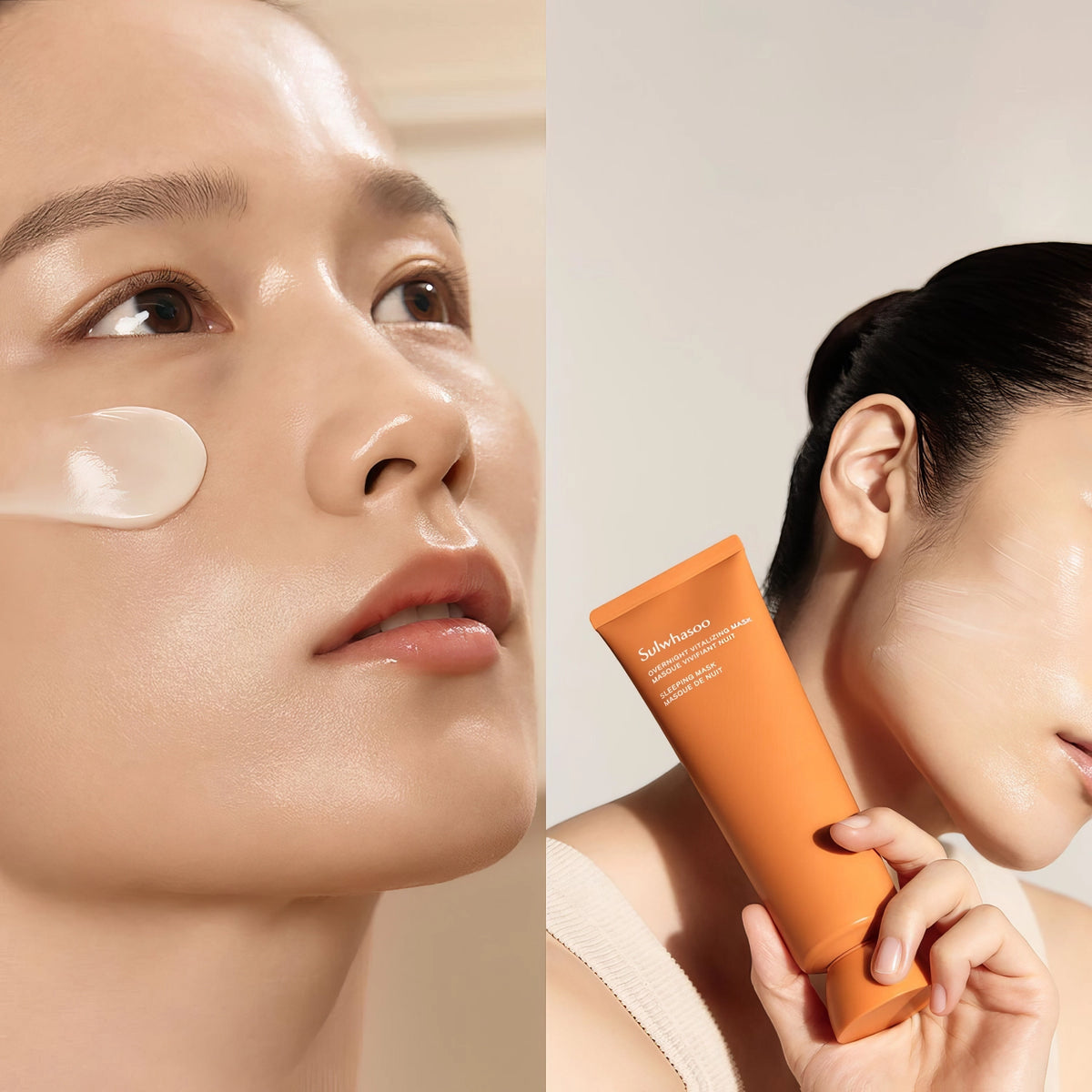 Sulwhasoo Overnight Vitalizing Mask 35ml – Frau trägt die Maske im Gesicht auf