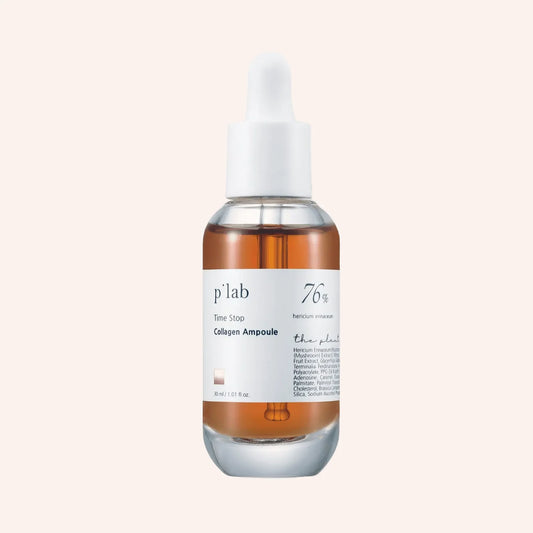 THE PLANT BASE Time Stop Collagen Ampoule 30ml – Flasche frontal in schlichter Szene