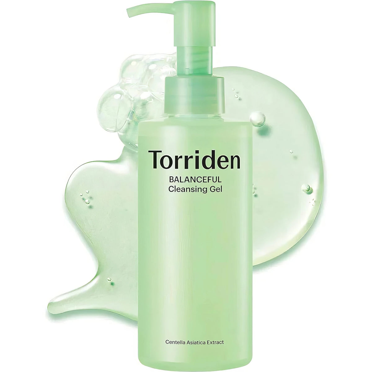 Torriden Balanceful Cica Cleansing Gel 200ml – Flasche mit klarem Gel und grünem Deckel auf Weiß