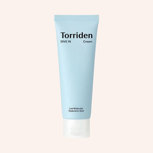 Torriden DIVE-IN Low Molecular Hyaluronic Acid Cream 80ml – blaue Tube von vorne und hinten