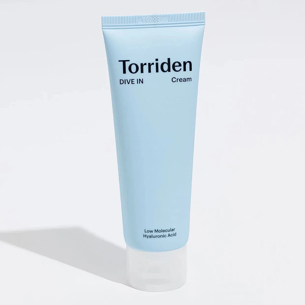 Torriden DIVE-IN Low Molecular Hyaluronic Acid Cream 80ml – weiße Tube mit blauer Kappe auf Weiß