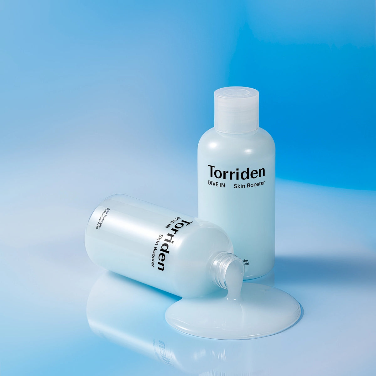 Torriden DIVE-IN Low Molecular Hyaluronic Acid Skin Booster 200ml – mattierte Flasche ohne Kappe, Pumpe daneben