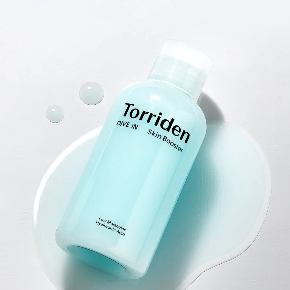 Torriden DIVE-IN Low Molecular Hyaluronic Acid Skin Booster 200ml – Klarflasche mit Pumpspender, blauer Inhalt, Weiß