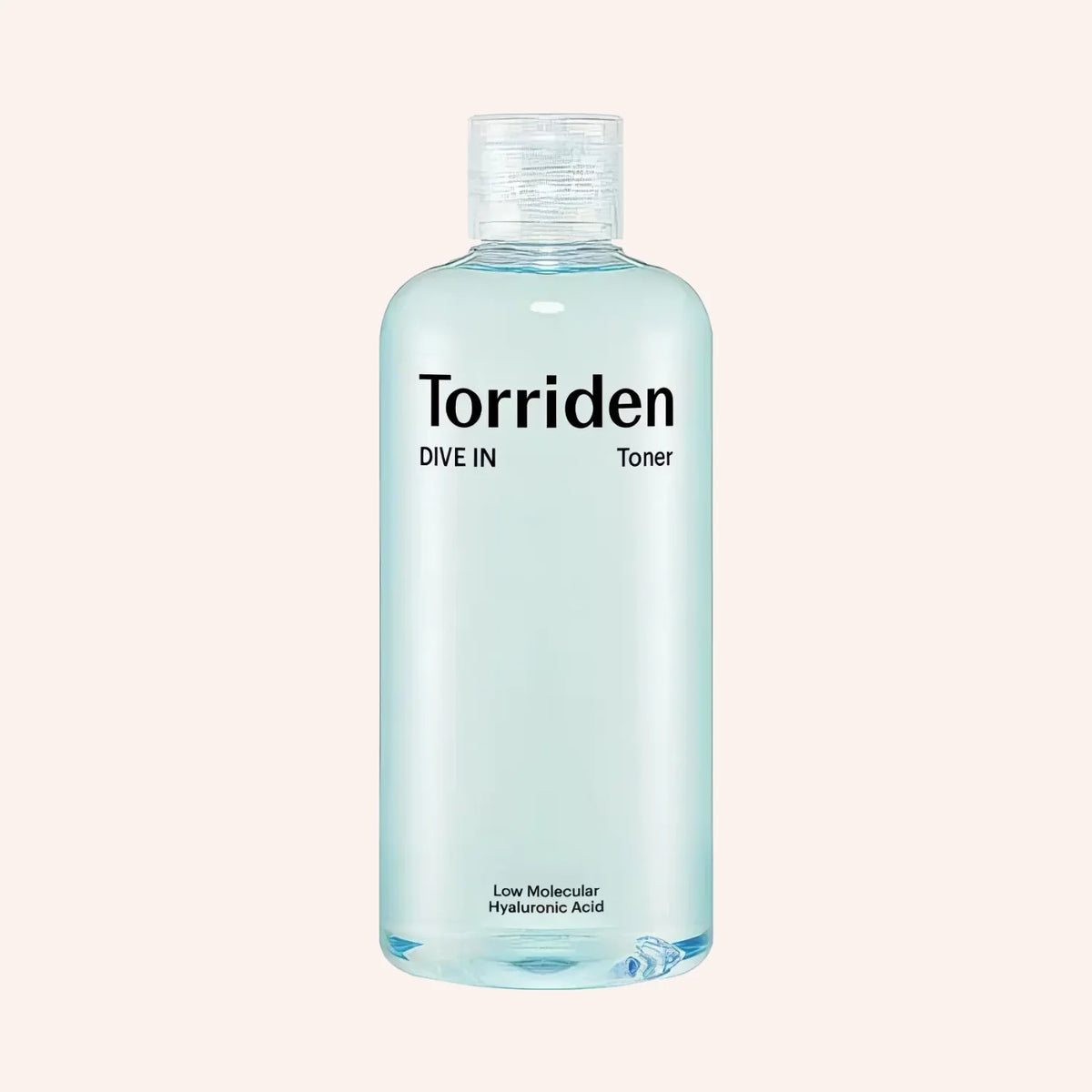 Torriden DIVE-IN Low Molecular Hyaluronic Acid Toner 300ml – Flasche mit blauem Etikett auf Blau