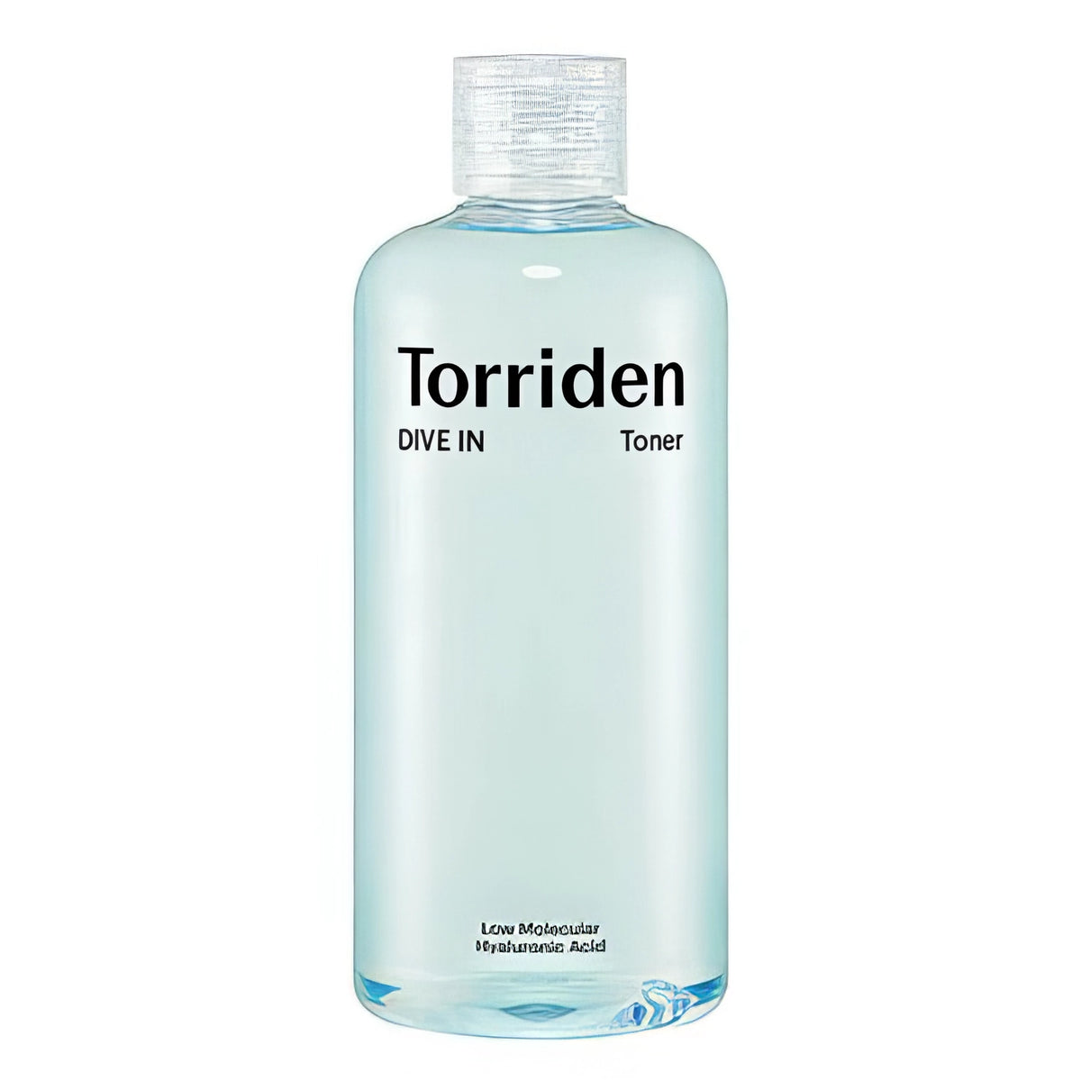 Torriden DIVE-IN Low Molecular Hyaluronic Acid Toner 300ml – weiße Flasche mit blauem Etikett vor neutralem Hintergrund