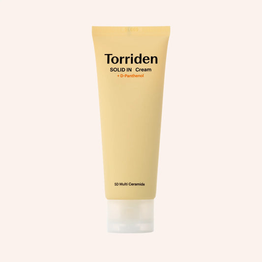 Torriden SOLID-IN Ceramide Cream 70ml – Aufrecht stehende Tube vor dunklem Hintergrund